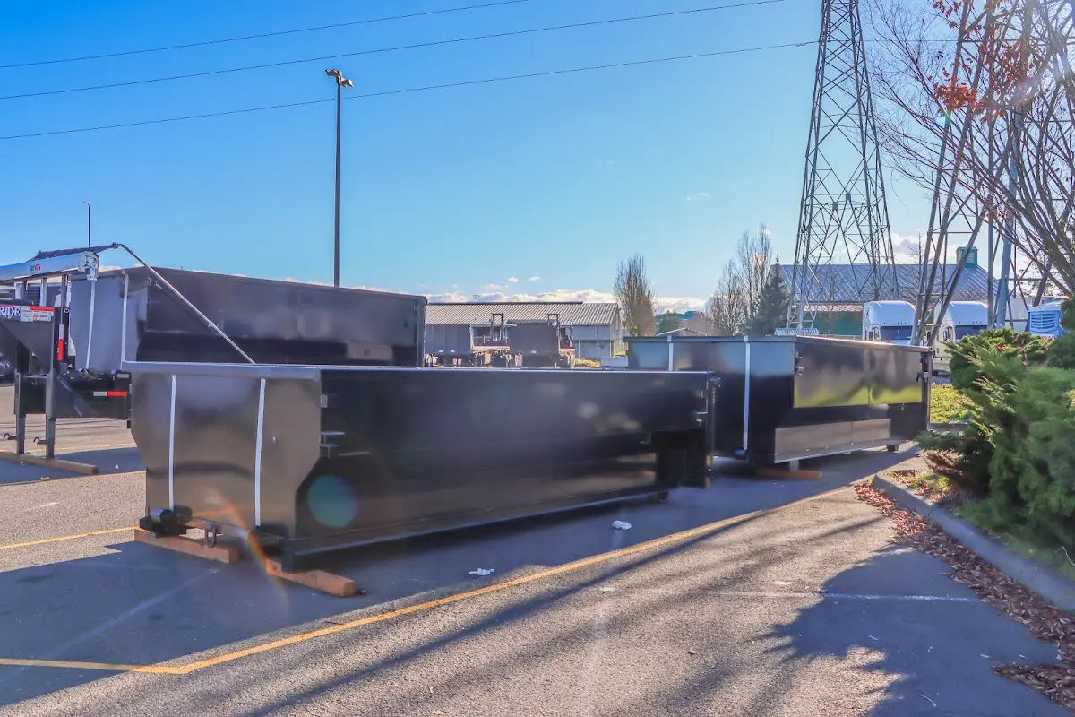 Roll-off dumpster ready for waste disposal at job site for Estate Cleanout Dumpster Rental in Waycross
